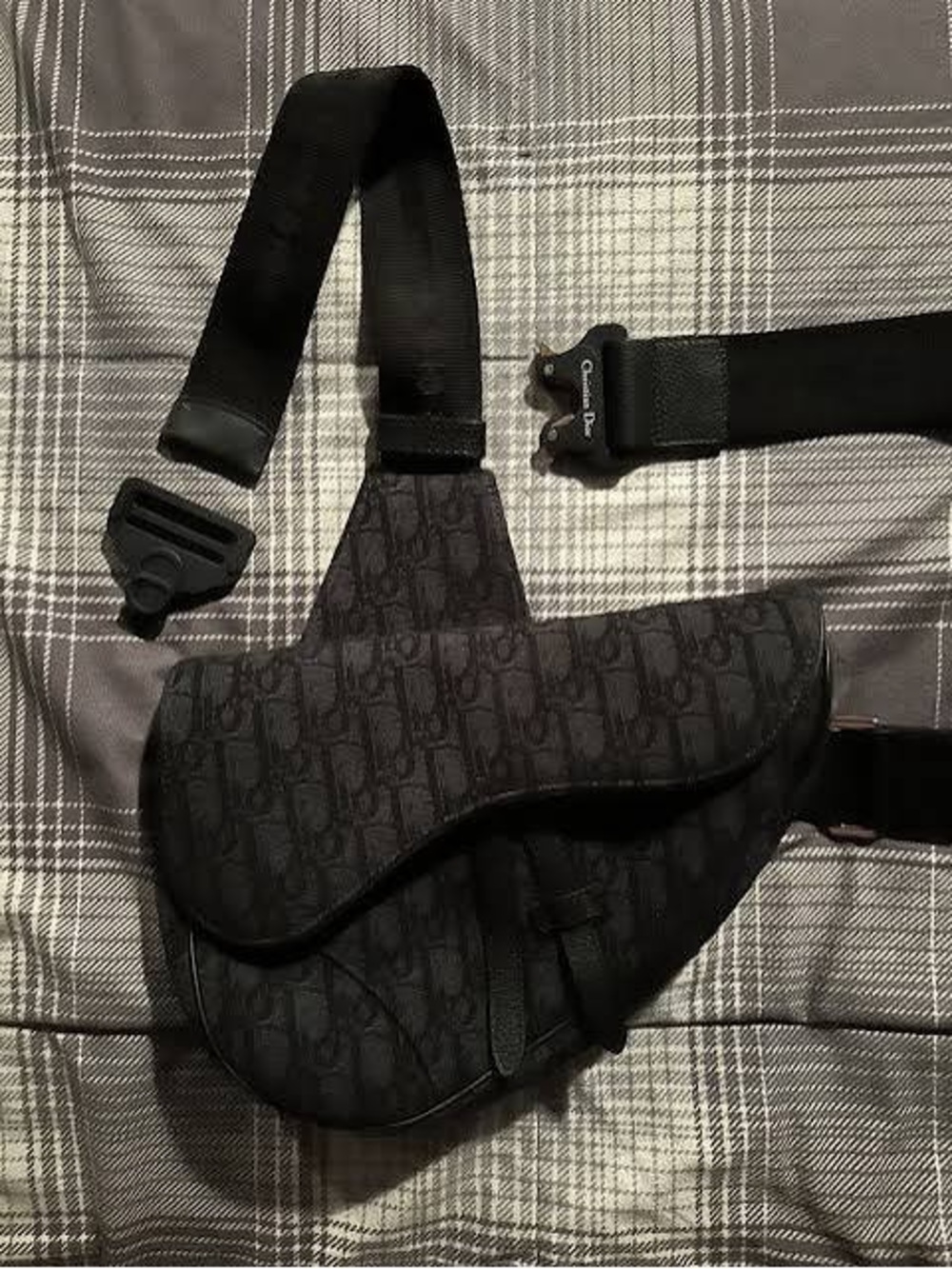 Dior Men's Black Monogram Saddle Belt Bag